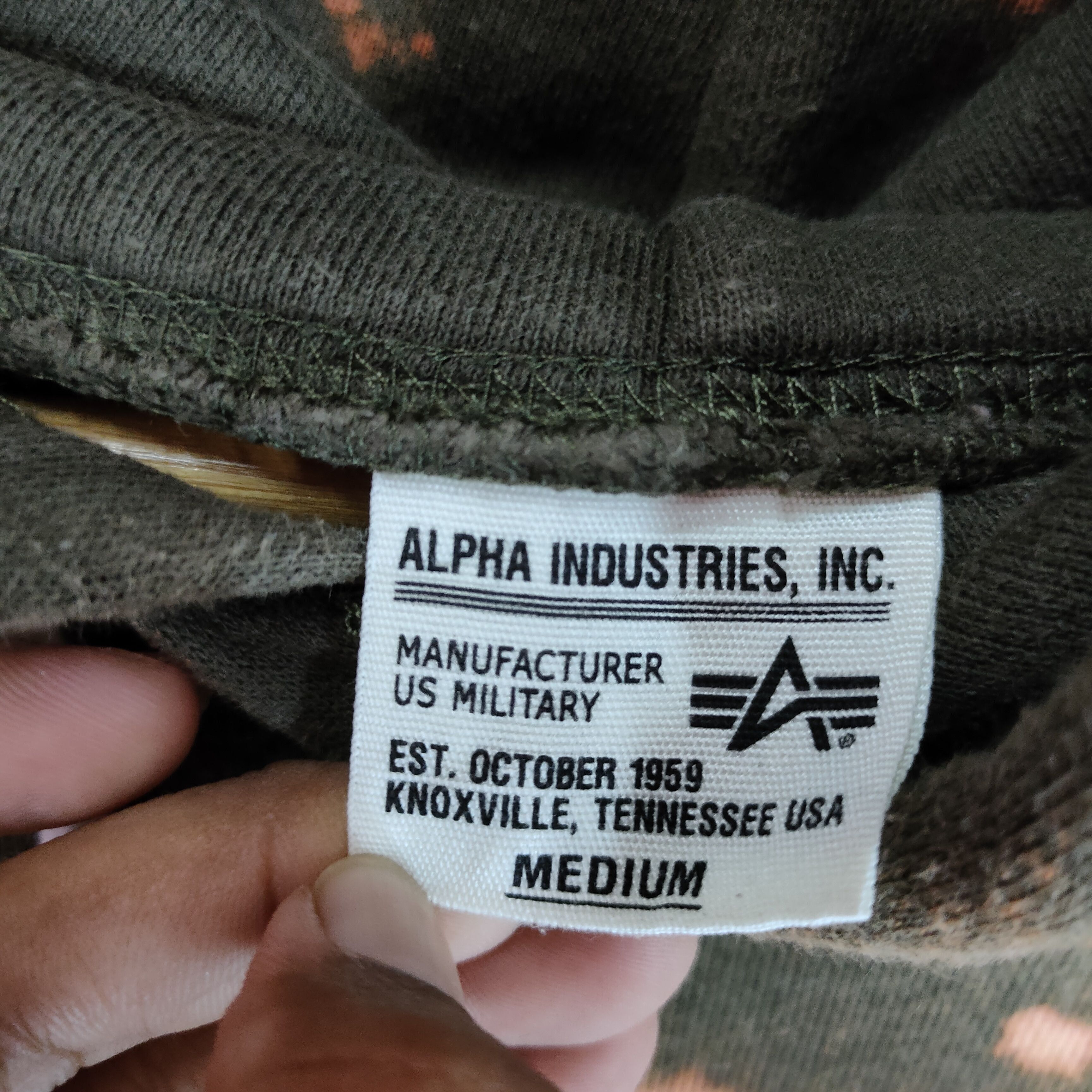 Alpha Industries Vintage ALPHA INDUSTRIES Military Army Custom Bleach Hoodie Size US L / EU 52-54 / 3 - 6 Thumbnail