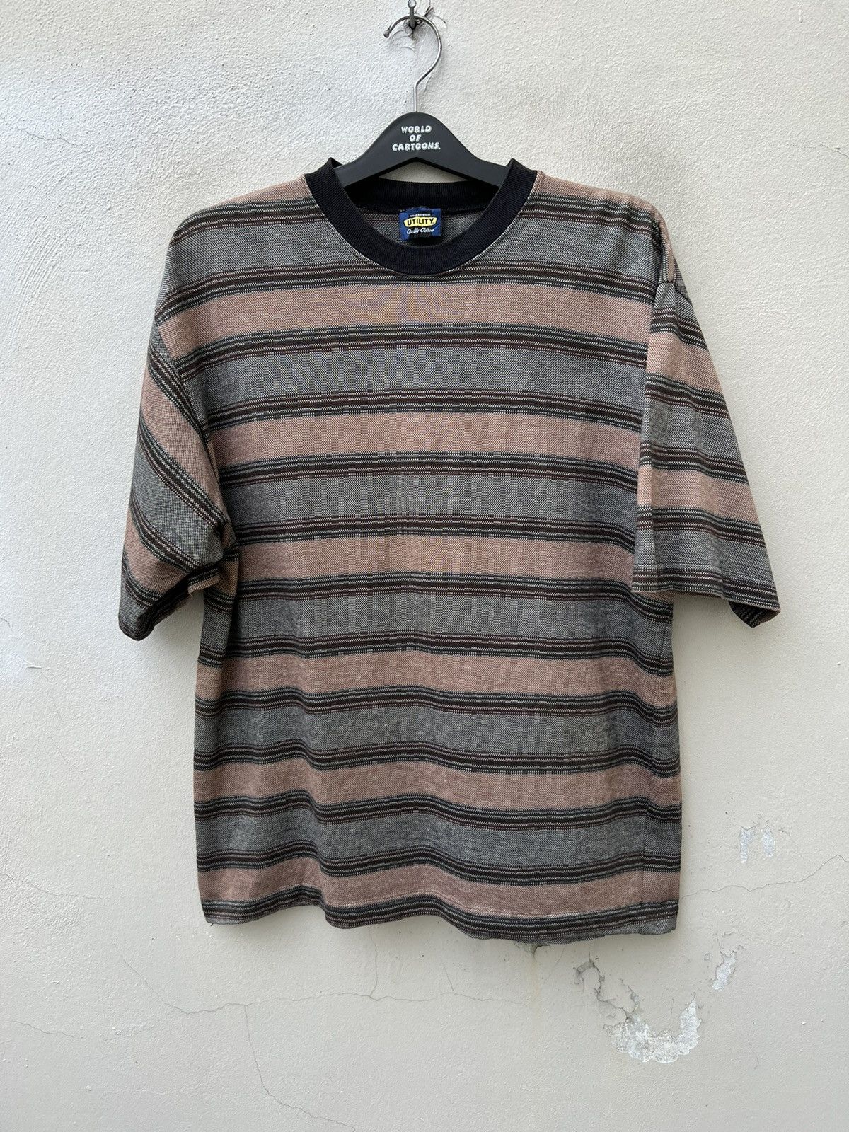 Vintage Vintage 90s UTILITY Border Striped tee Skate Grunge Surfing Size US L / EU 52-54 / 3 - 3 Thumbnail