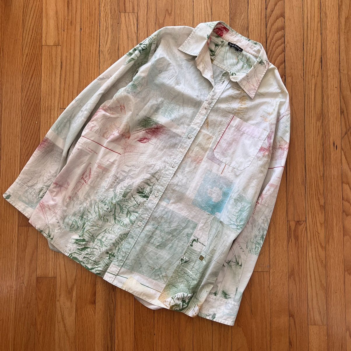 Acne Studios Acne Studios Map Print Shirt Size US XL / EU 56 / 4 - 1 Thumbnail