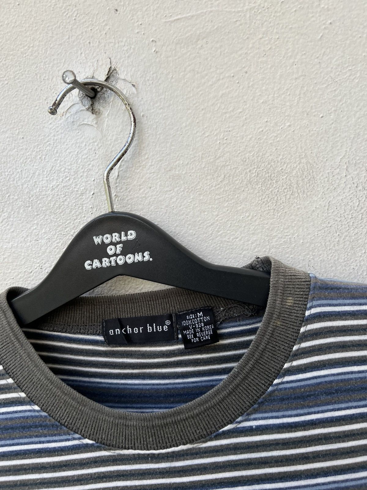 Anchor Blue × Vintage Vintage 90s Anchor Blue Sun Fade Narrow Striped tee Grunge Size US M / EU 48-50 / 2 - 4 Thumbnail