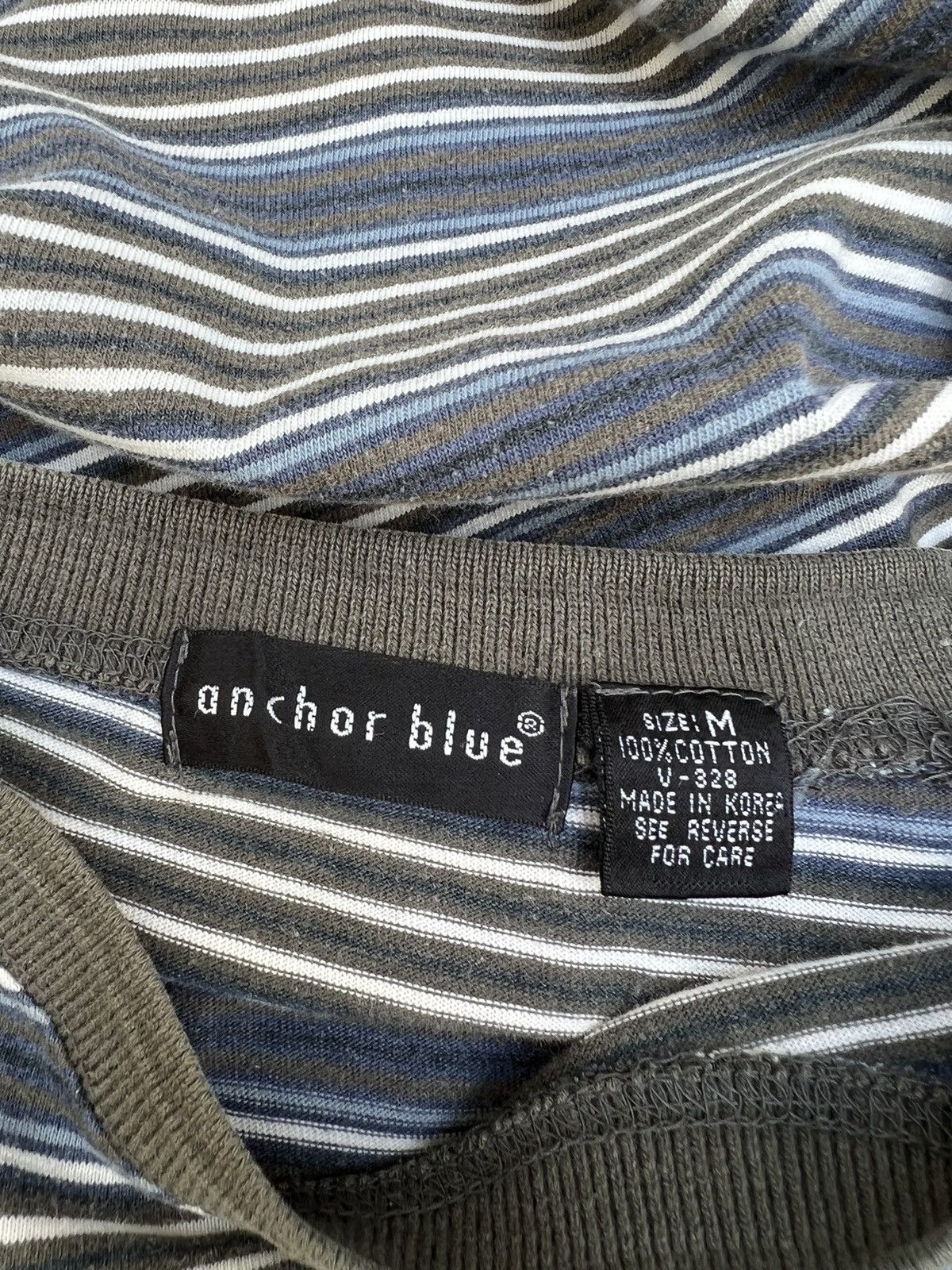 Anchor Blue × Vintage Vintage 90s Anchor Blue Sun Fade Narrow Striped tee Grunge Size US M / EU 48-50 / 2 - 9 Thumbnail