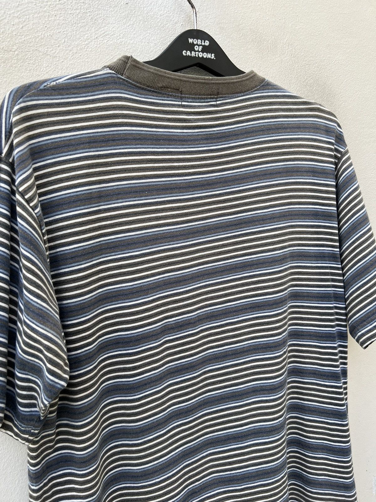 Anchor Blue × Vintage Vintage 90s Anchor Blue Sun Fade Narrow Striped tee Grunge Size US M / EU 48-50 / 2 - 8 Thumbnail