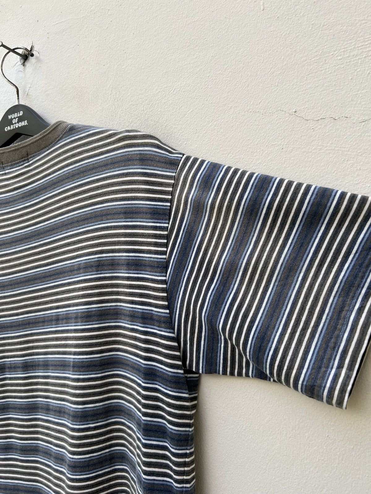 Anchor Blue × Vintage Vintage 90s Anchor Blue Sun Fade Narrow Striped tee Grunge Size US M / EU 48-50 / 2 - 7 Thumbnail