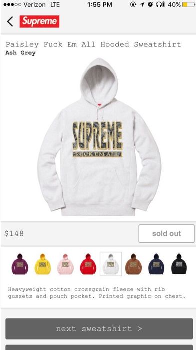 Supreme Supreme Paisley Fuck Em All Hoodie | Grailed