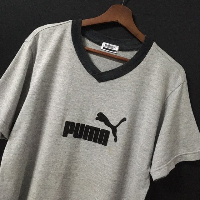 Vintage Puma Big Logo Spell Out V Neck T Shirt