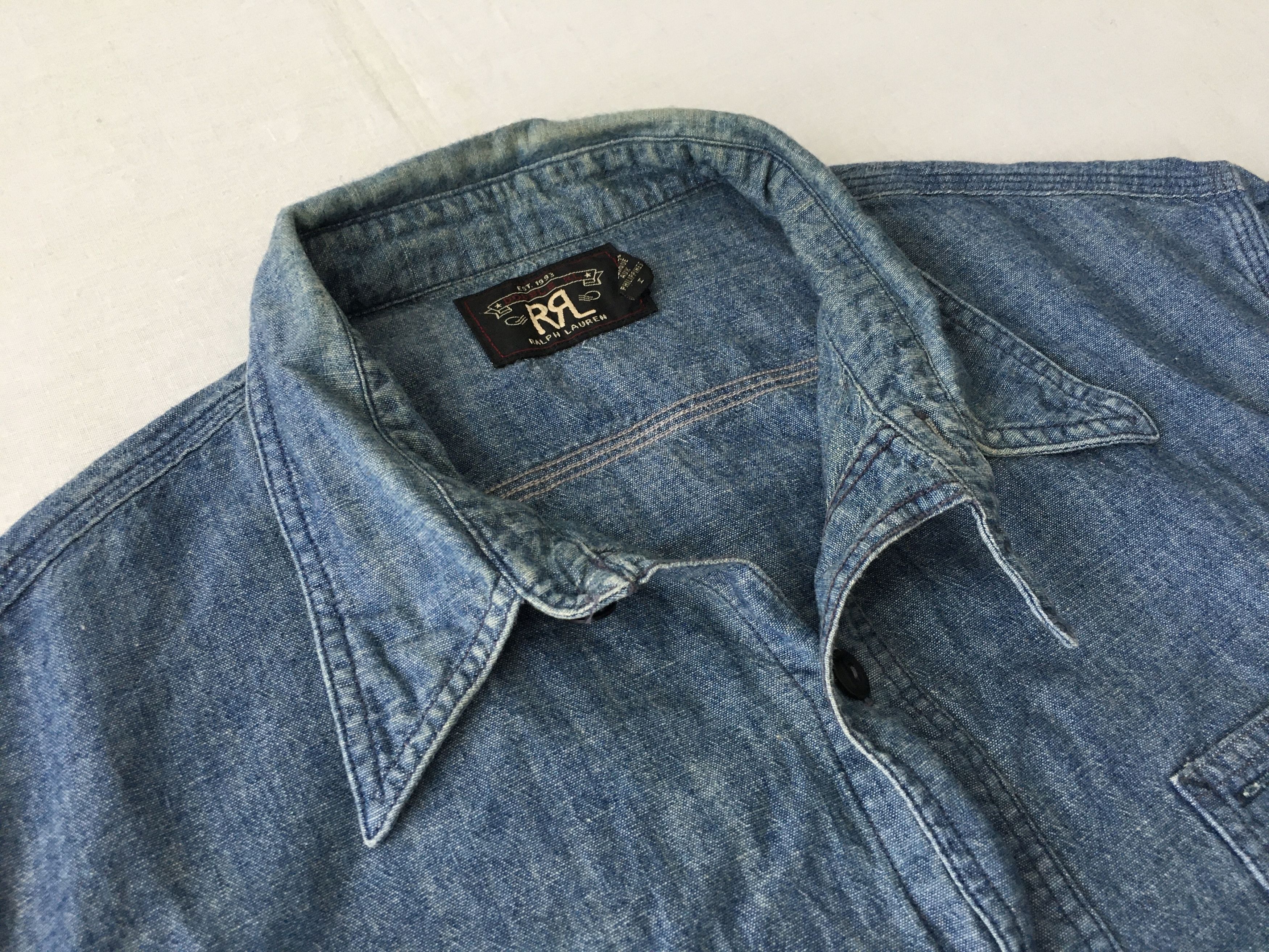 Denim & Supply Ralph Lauren RRL Denim Chambray Shirt Vintage 40s Workwear Style Size US M / EU 48-50 / 2 - 8 Thumbnail