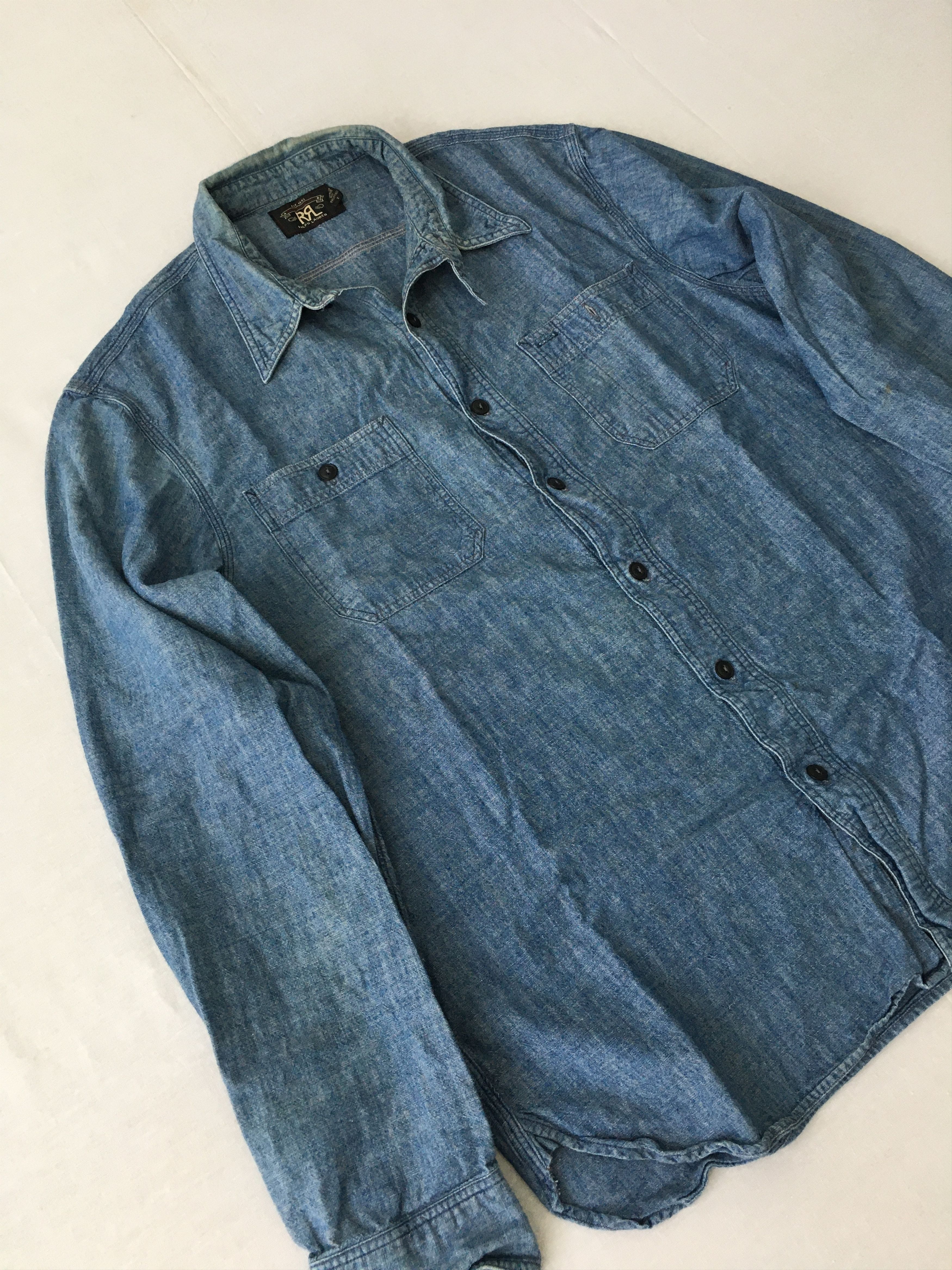 Denim & Supply Ralph Lauren RRL Denim Chambray Shirt Vintage 40s Workwear Style Size US M / EU 48-50 / 2 - 4 Thumbnail