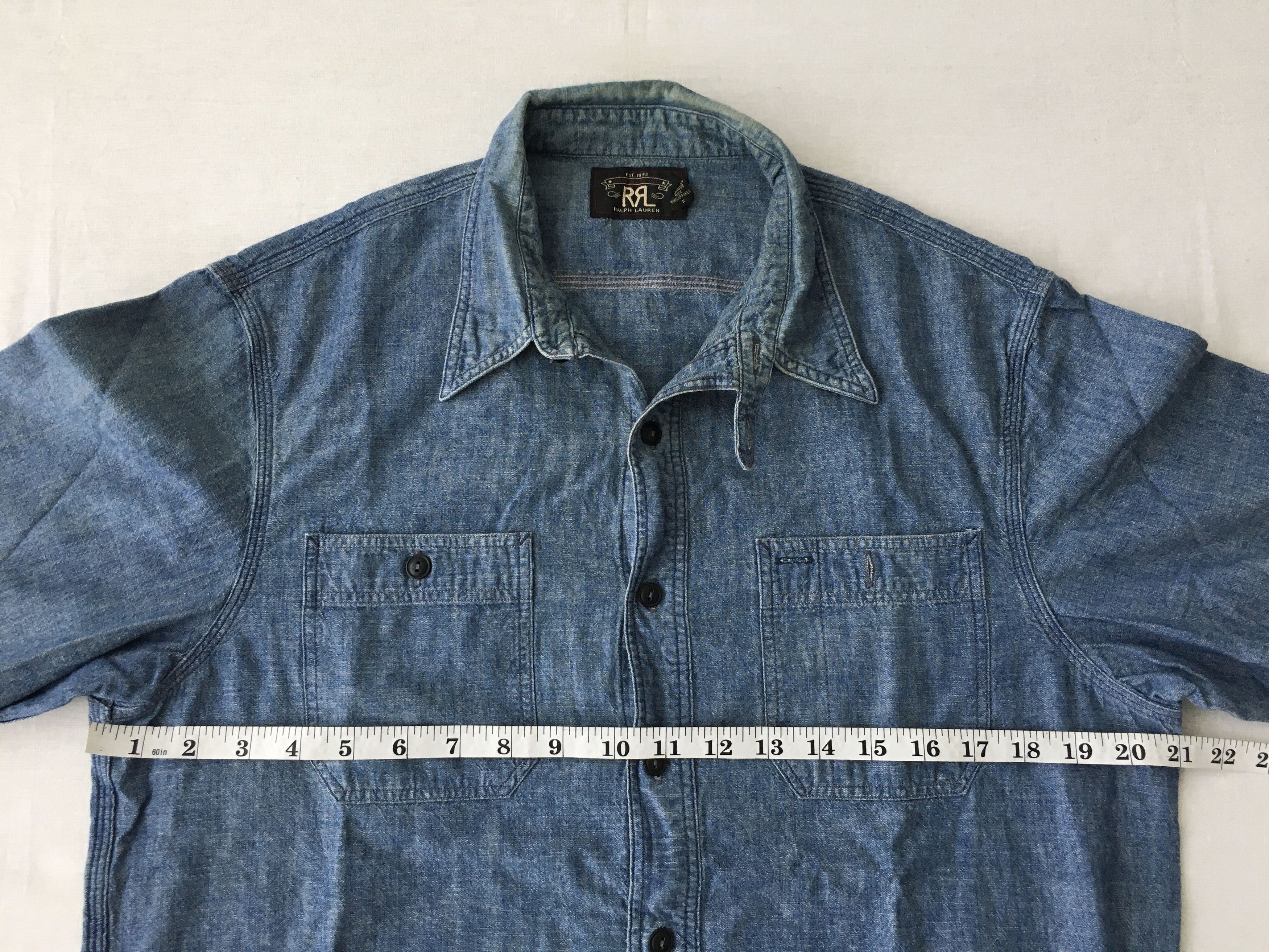Denim & Supply Ralph Lauren RRL Denim Chambray Shirt Vintage 40s Workwear Style Size US M / EU 48-50 / 2 - 6 Thumbnail