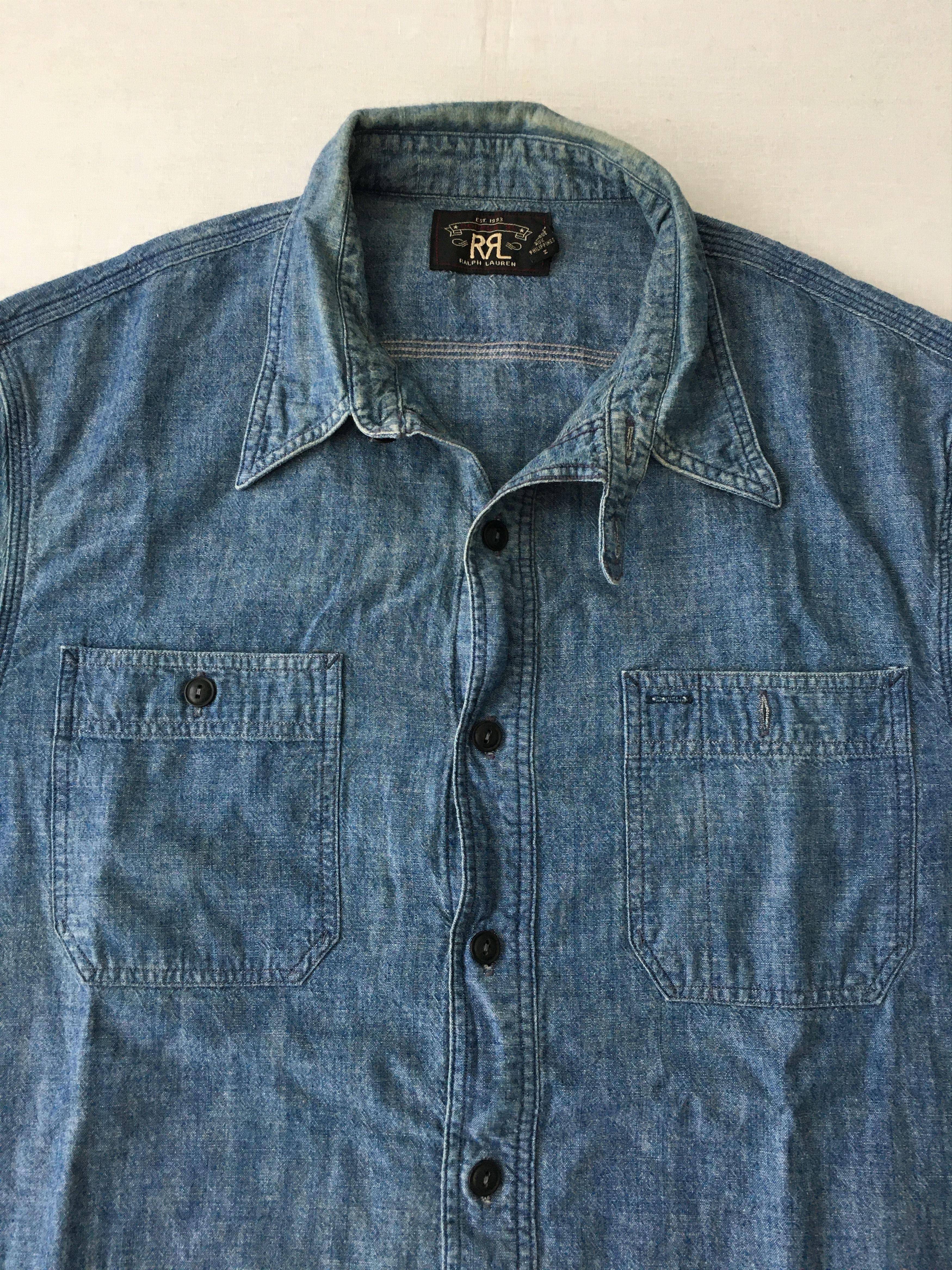 Denim & Supply Ralph Lauren RRL Denim Chambray Shirt Vintage 40s Workwear Style Size US M / EU 48-50 / 2 - 7 Thumbnail