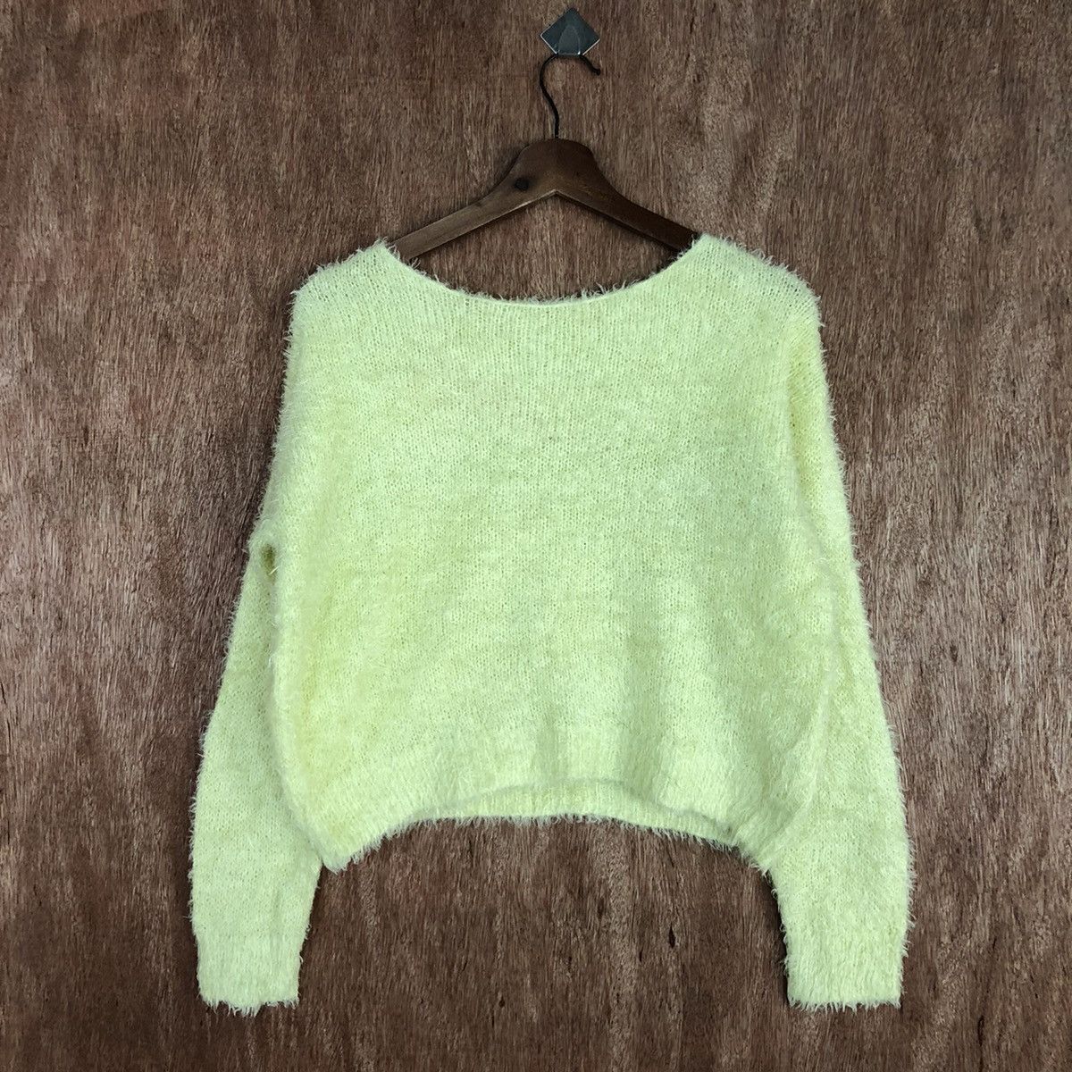Aran Isles Knitwear × Japanese Brand GU Japan Yellow Mohair Knitwear #0483 Size US M / EU 48-50 / 2 - 3 Thumbnail