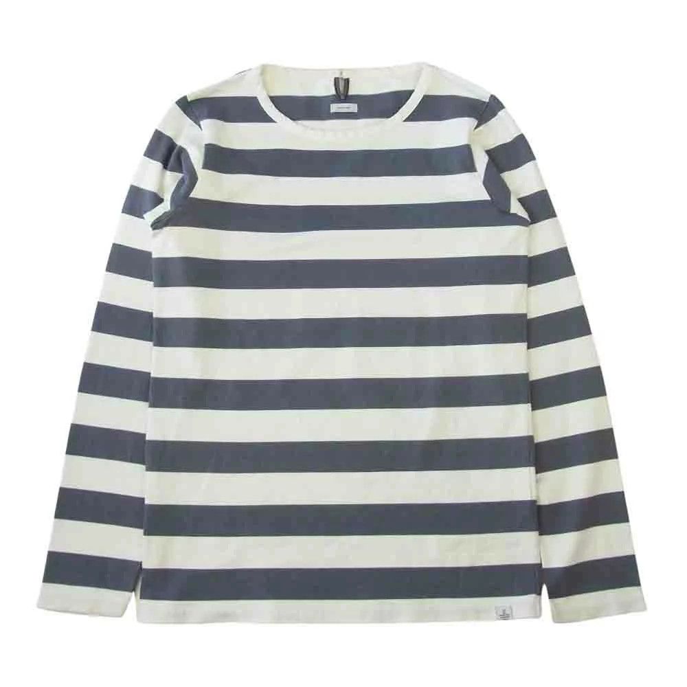 T-Shirts Gray x White Border Pattern Long Sleeve