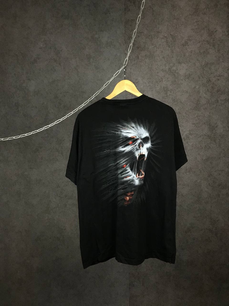 Vintage Skull skeleton vintage rock overprinted tee Size US XL / EU 56 / 4 - 4 Thumbnail