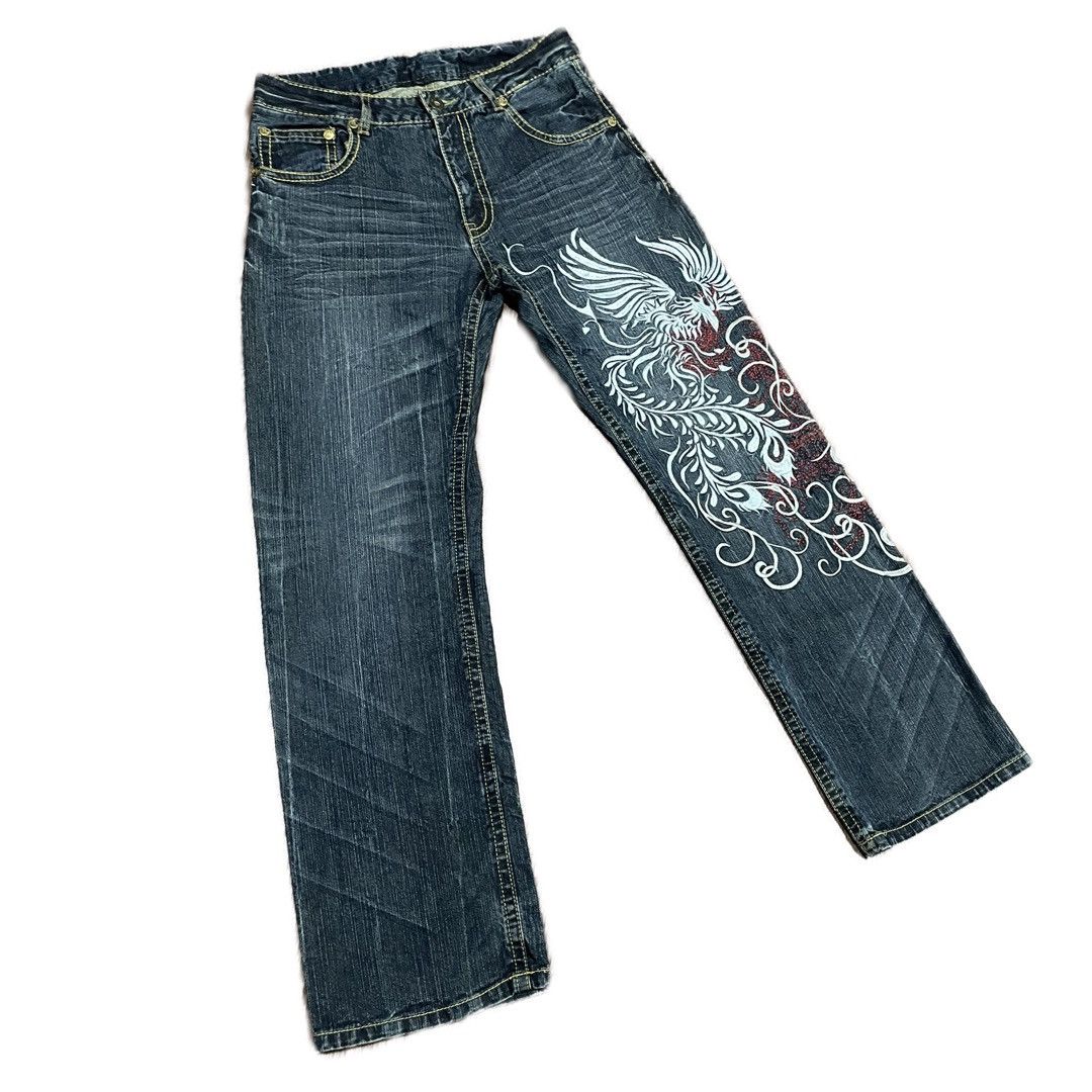 Japanese Brand Japanese Flying Phoenix Embroidered Yakuza Fashion Jeans Size US 32 / EU 48 - 4 Thumbnail