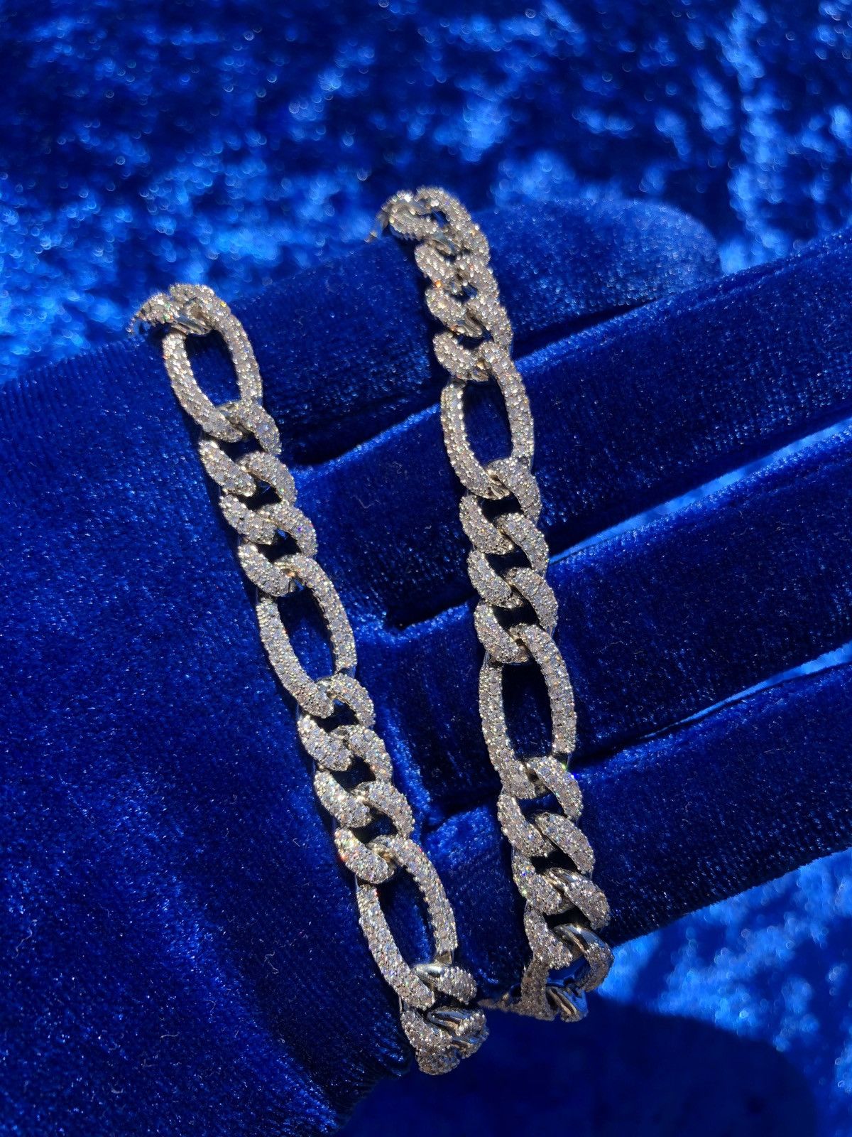 Iced Out Figaro Cuban Necklace Diamond Chain Figaro Chain