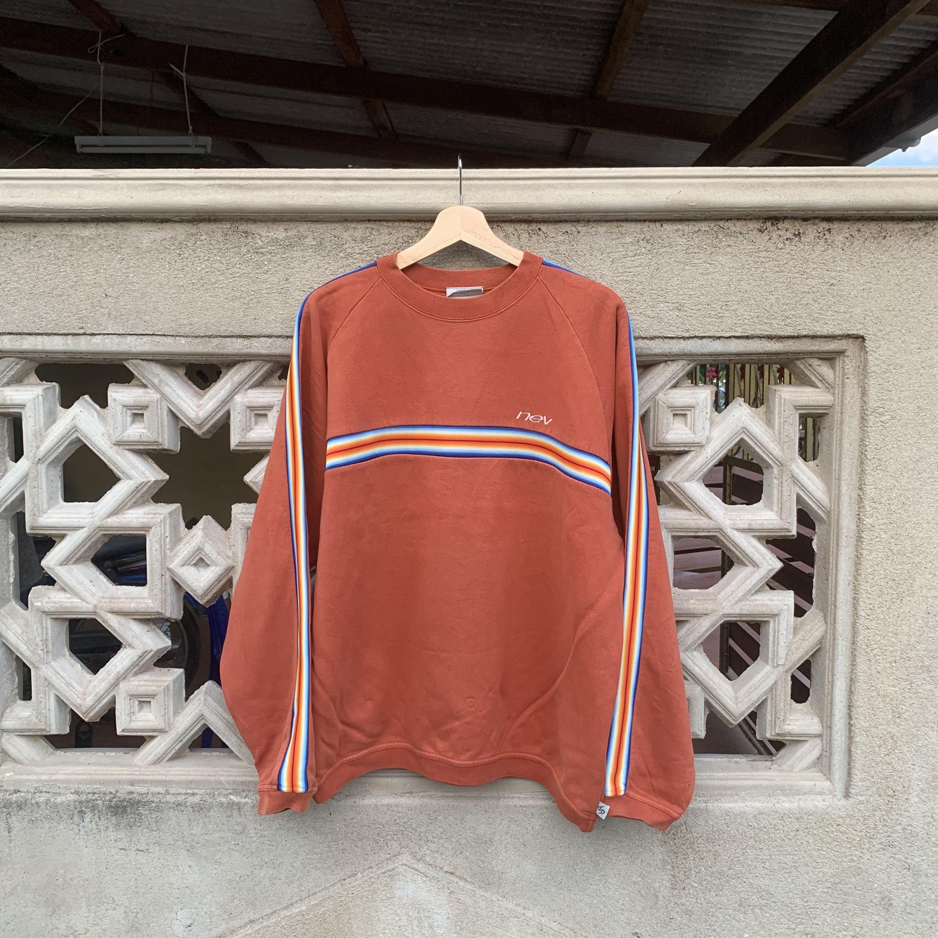 Vintage Nev Surfboard Surf Style Rainbow Striped Pullover