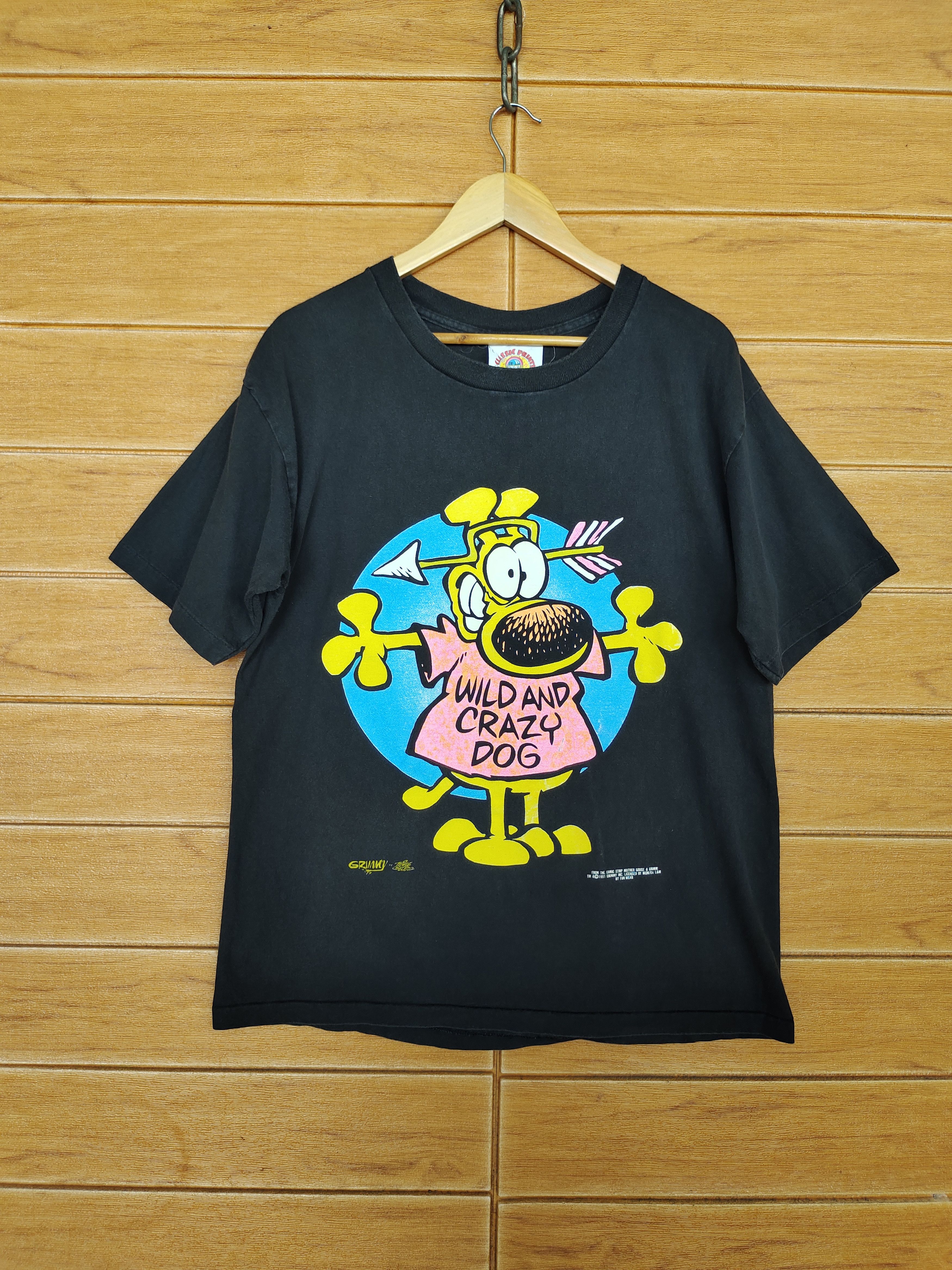 Vintage Vintage 90s Wild And Crazy Dog T Shirt Size US L / EU 52-54 / 3 - 1 Thumbnail