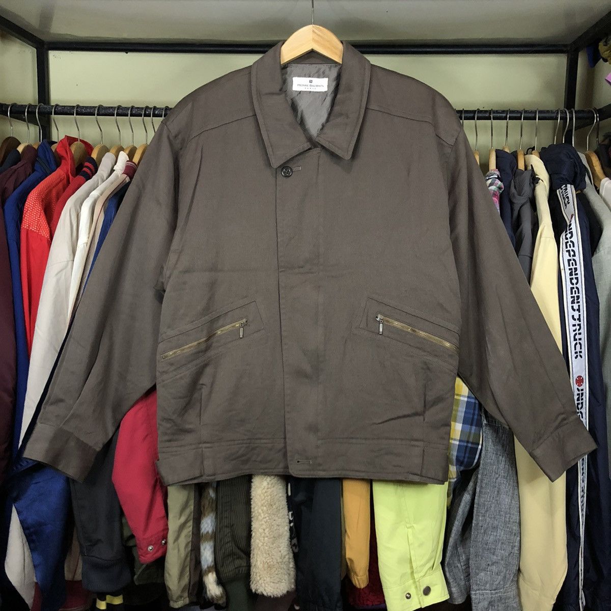 Pierre Balmain × Vintage Vintage 80s Bikers Wool Jacket Pierre Balmain Size US L / EU 52-54 / 3 - 1 Thumbnail
