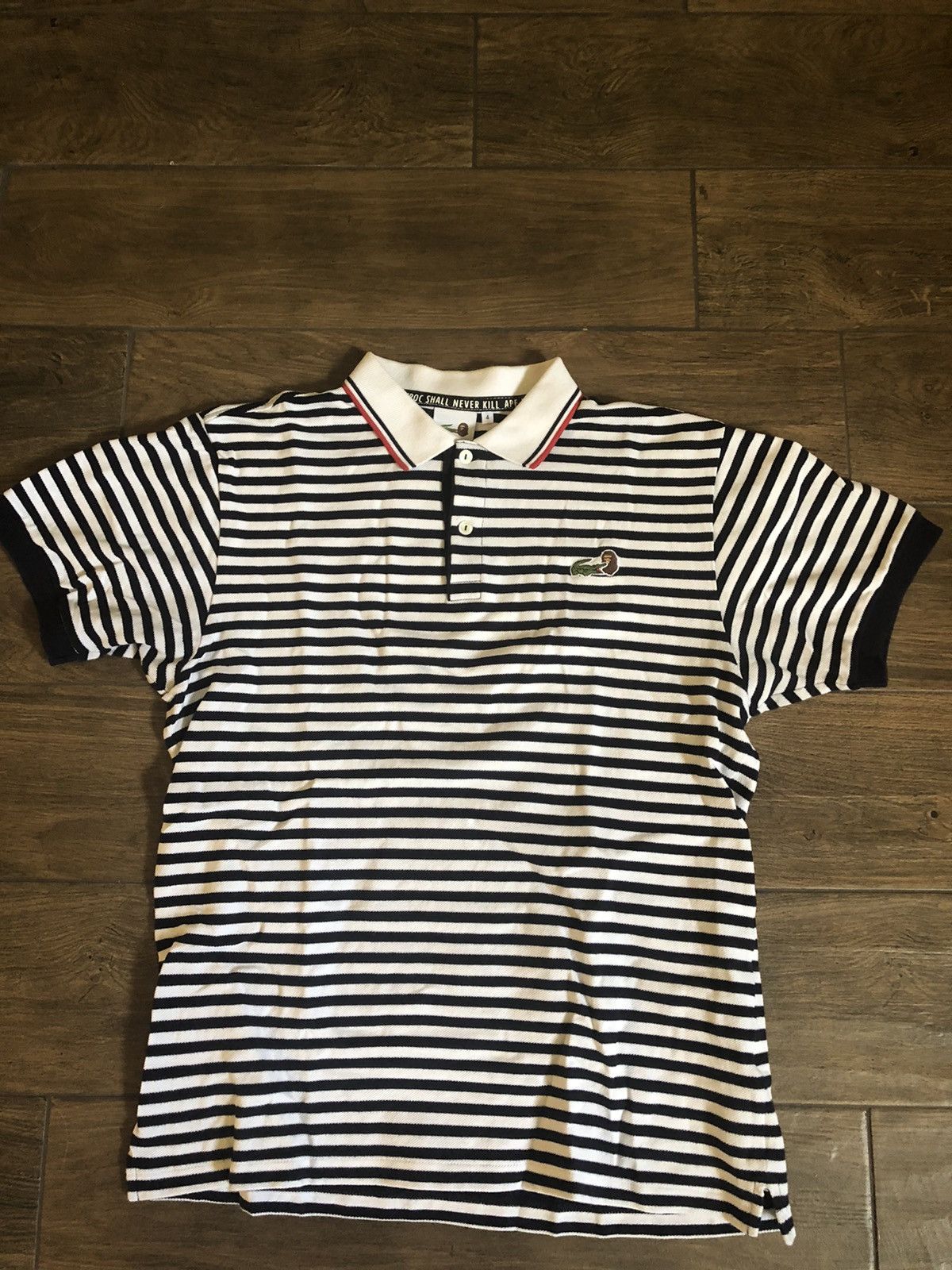 Bape × Lacoste Bape x Lacoste Striped Polo Shirt S/S Collab Size US M / EU 48-50 / 2 - 2 Thumbnail