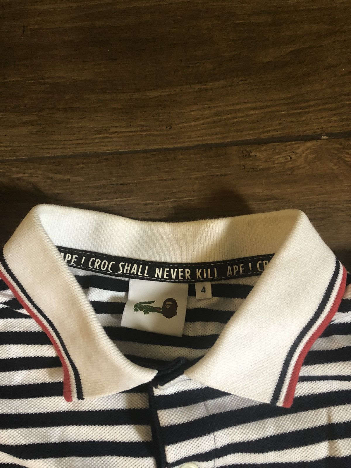 Bape × Lacoste Bape x Lacoste Striped Polo Shirt S/S Collab Size US M / EU 48-50 / 2 - 6 Thumbnail