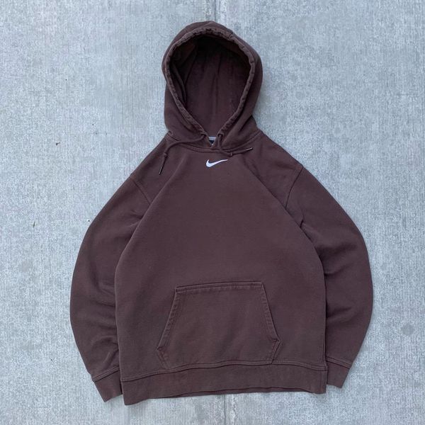 Nike Brown Nike Center Swoosh Hoodie Grailed