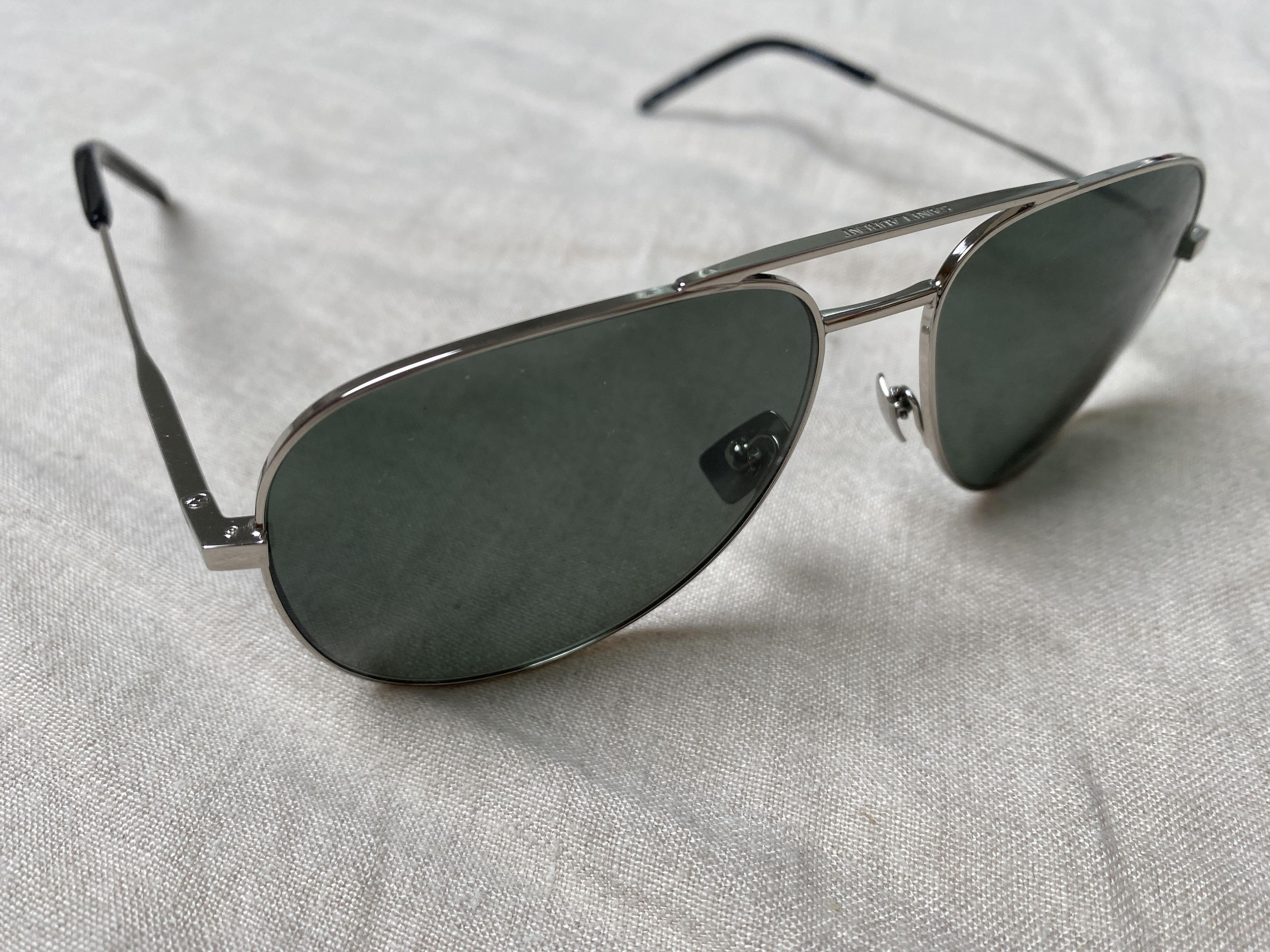 Saint Laurent Paris CLASSIC 11 013 55mm-14 140 Silver / Green Sunglasses Size ONE SIZE - 1 Thumbnail