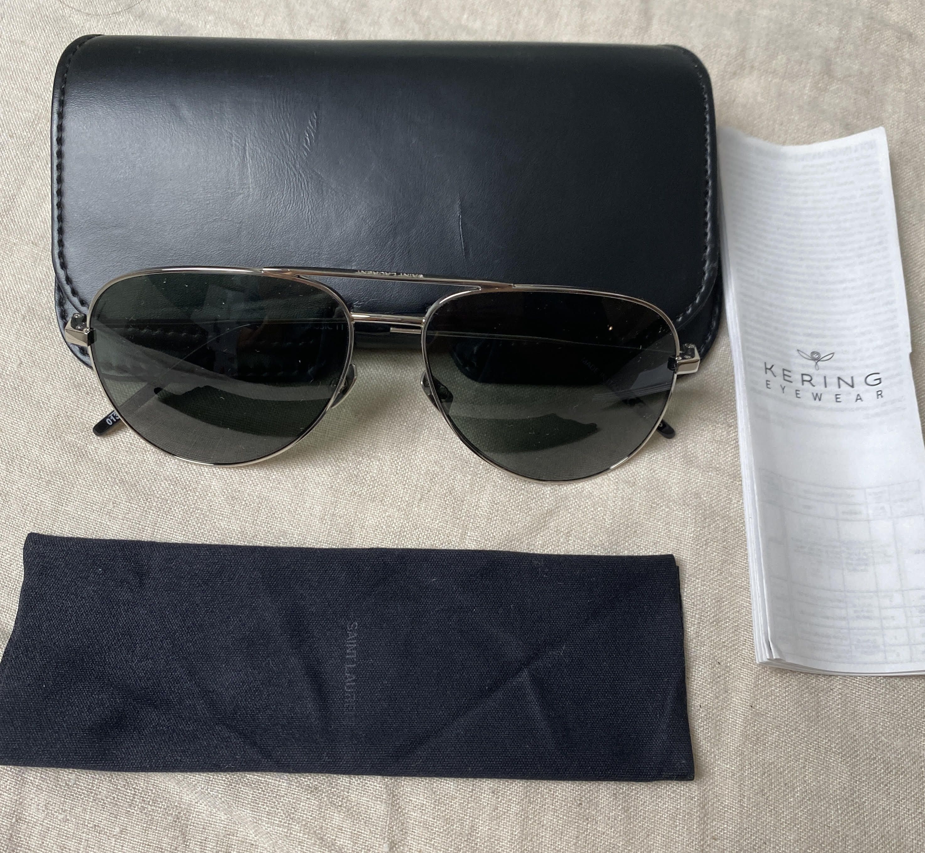 Saint Laurent Paris CLASSIC 11 013 55mm-14 140 Silver / Green Sunglasses Size ONE SIZE - 6 Thumbnail