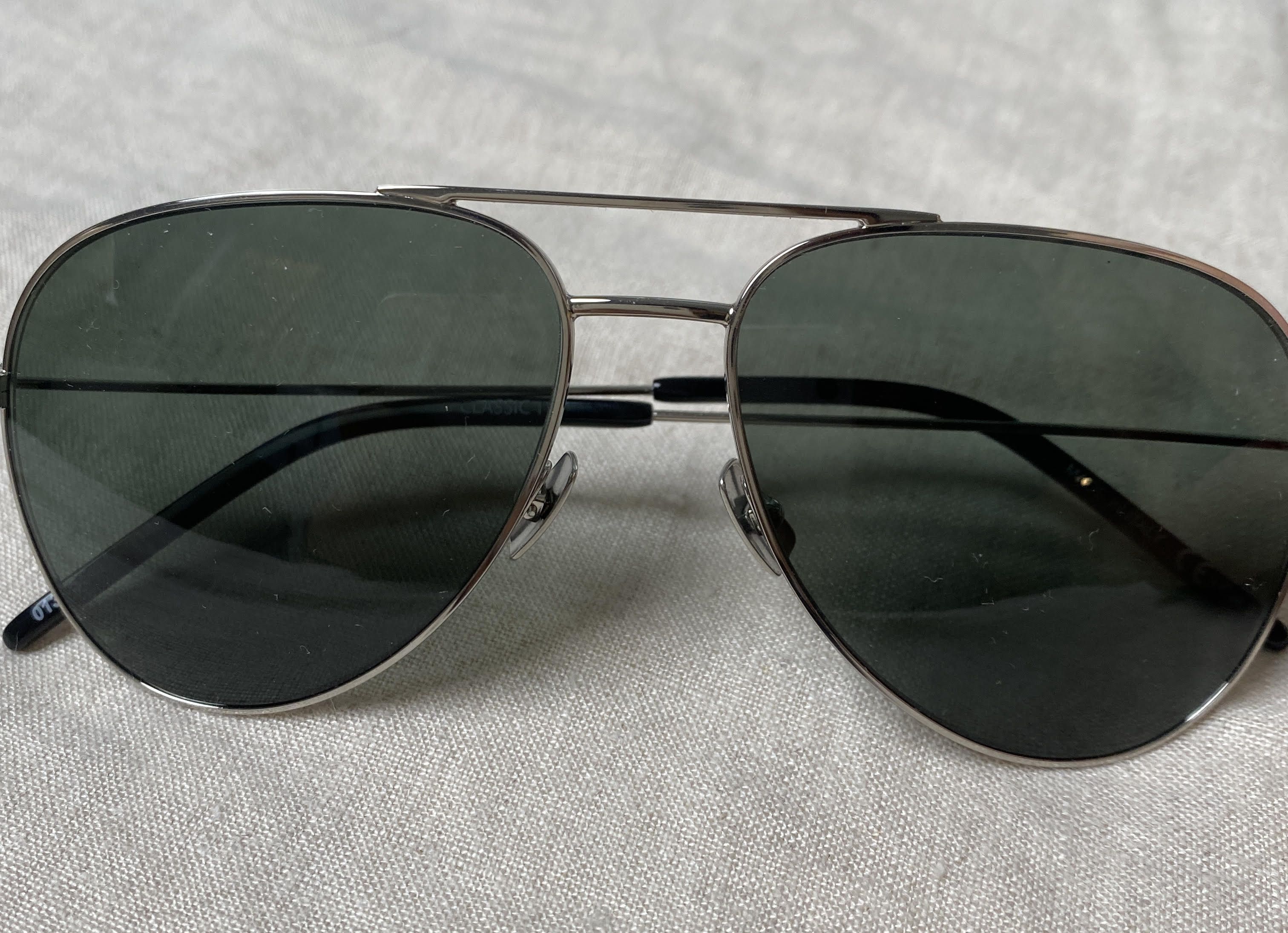 Saint Laurent Paris CLASSIC 11 013 55mm-14 140 Silver / Green Sunglasses Size ONE SIZE - 3 Thumbnail