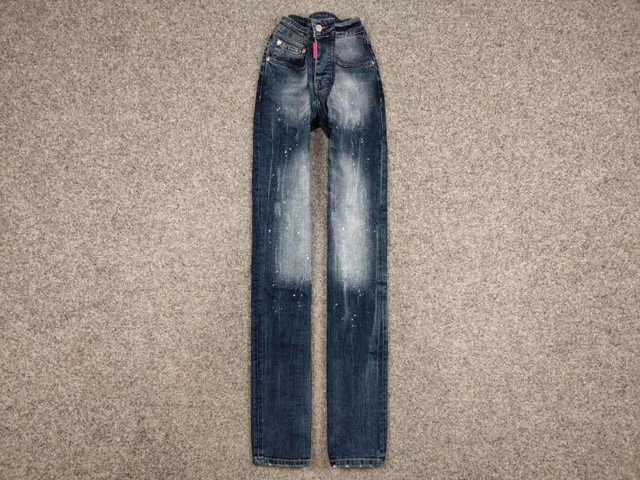 Japanese Brand Designer My Brand Slim Jeans Distressed Paint Blue Denim Size US 33 - 1 Thumbnail