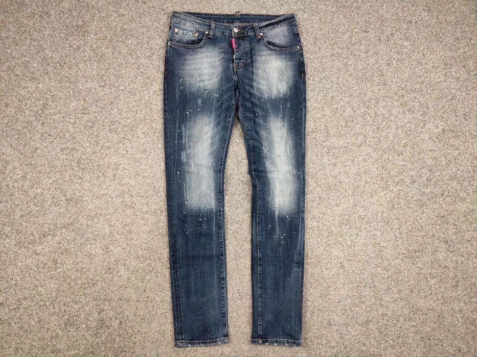 Japanese Brand Designer My Brand Slim Jeans Distressed Paint Blue Denim Size US 33 - 7 Thumbnail