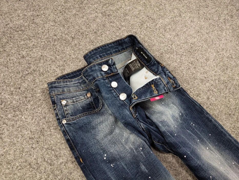 Japanese Brand Designer My Brand Slim Jeans Distressed Paint Blue Denim Size US 33 - 9 Thumbnail