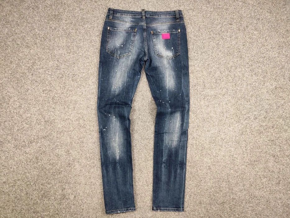 Japanese Brand Designer My Brand Slim Jeans Distressed Paint Blue Denim Size US 33 - 6 Thumbnail