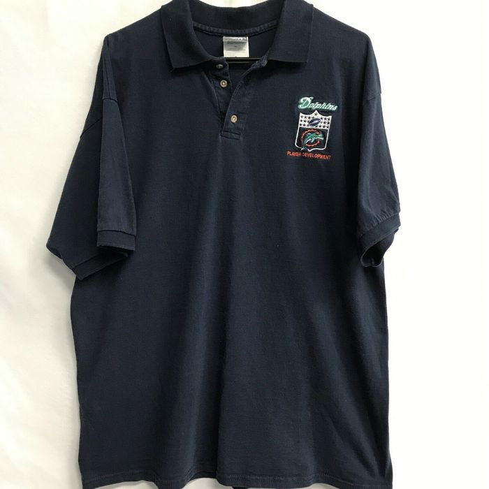 Gildan 🌴Men’s Short Sleeve Polo Shirt XL NFL Miami Dolphins Blue🌴Free ...