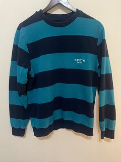 Supreme Striped Pique Crewneck | Grailed