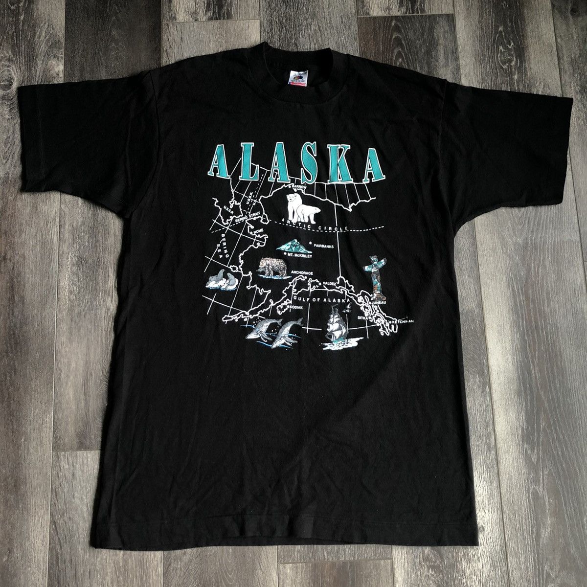 Vintage Vintage 1990s Alaska Map Geographic Arctic Graphic Logo Tee Size US L / EU 52-54 / 3 - 2 Thumbnail