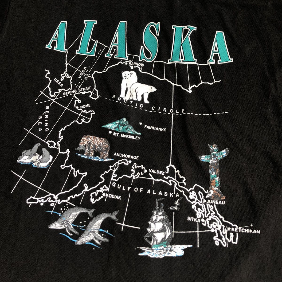 Vintage Vintage 1990s Alaska Map Geographic Arctic Graphic Logo Tee Size US L / EU 52-54 / 3 - 3 Thumbnail