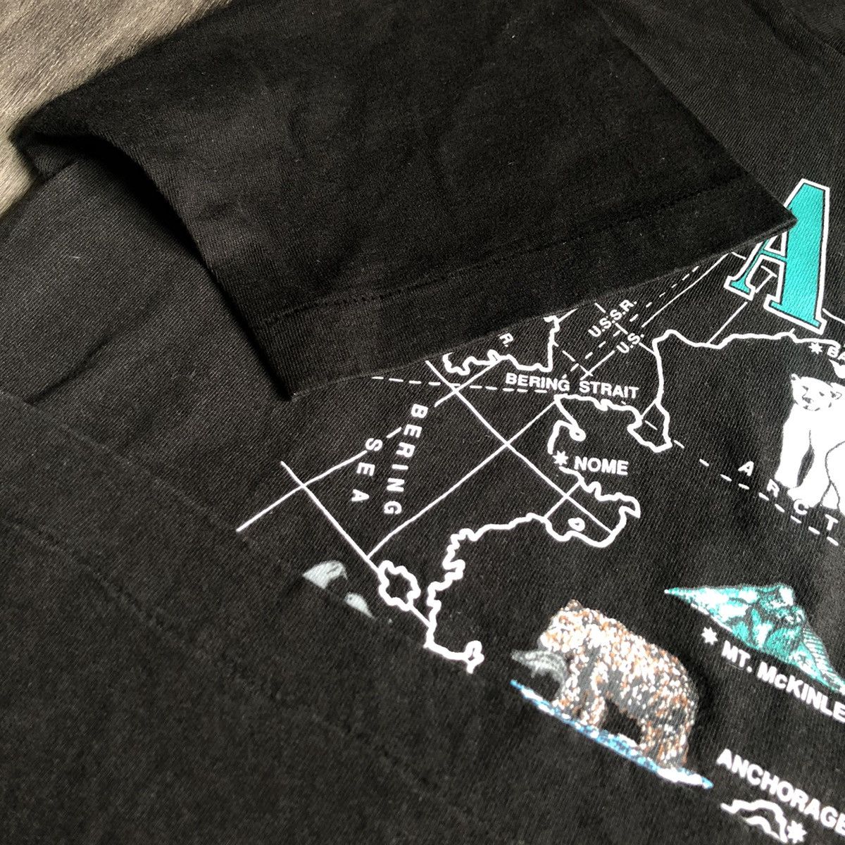 Vintage Vintage 1990s Alaska Map Geographic Arctic Graphic Logo Tee Size US L / EU 52-54 / 3 - 5 Thumbnail