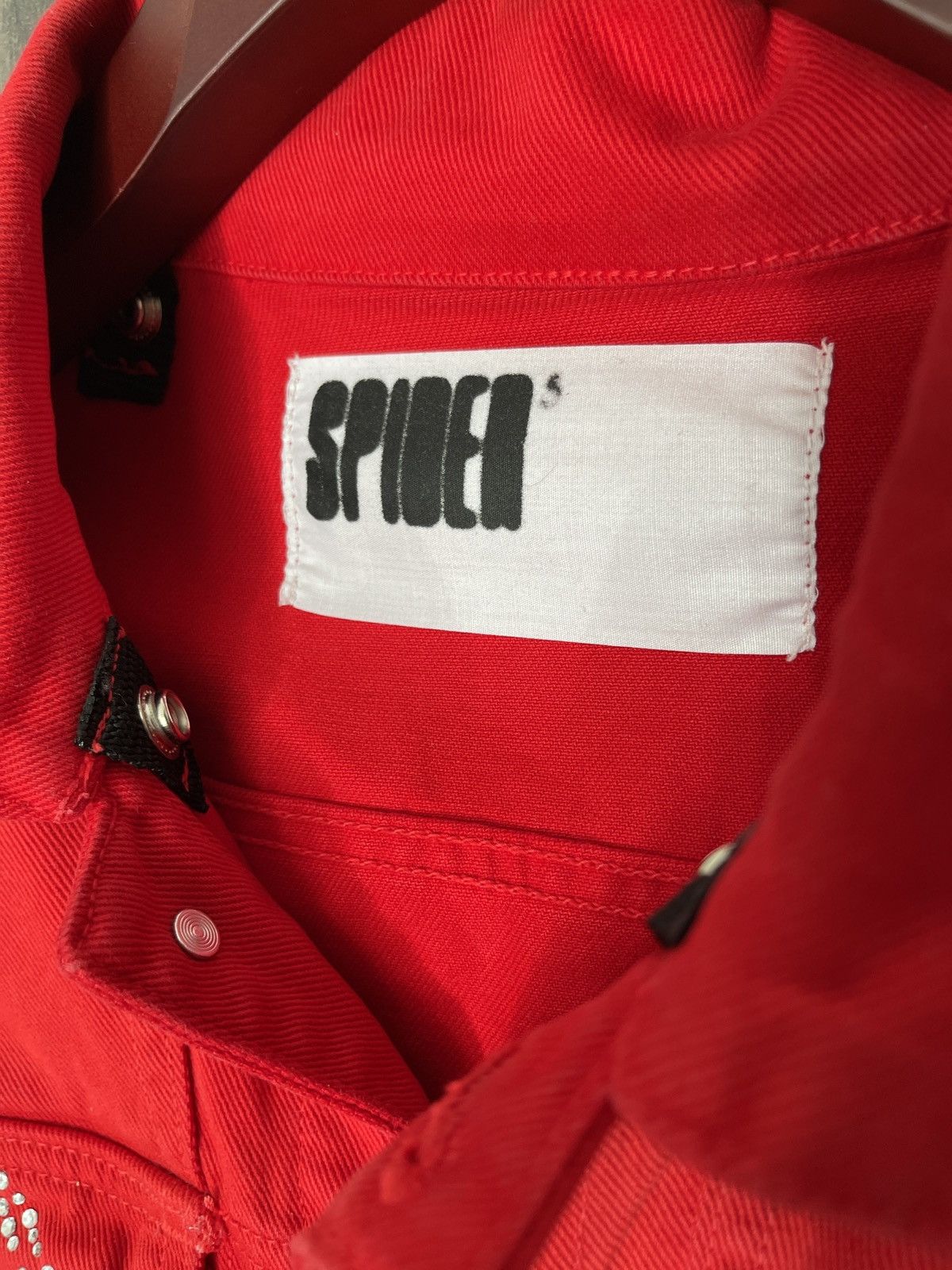 Sp5der Sp5der Worldwide Rhinestone Denim Trucker Jacket Red Size US S / EU 44-46 / 1 - 3 Thumbnail