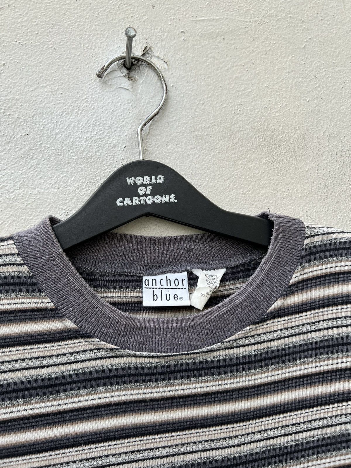 Anchor Blue × Vintage Vintage 90s Anchor Blue Striped Tee Grunge Skate Surfing Size US L / EU 52-54 / 3 - 4 Thumbnail