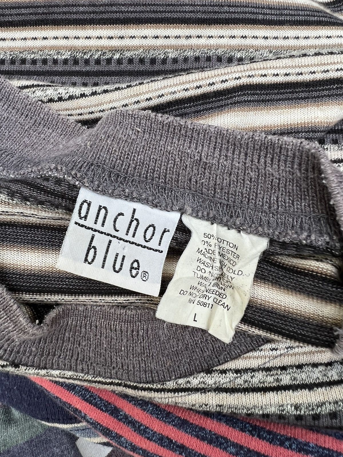 Anchor Blue × Vintage Vintage 90s Anchor Blue Striped Tee Grunge Skate Surfing Size US L / EU 52-54 / 3 - 8 Thumbnail