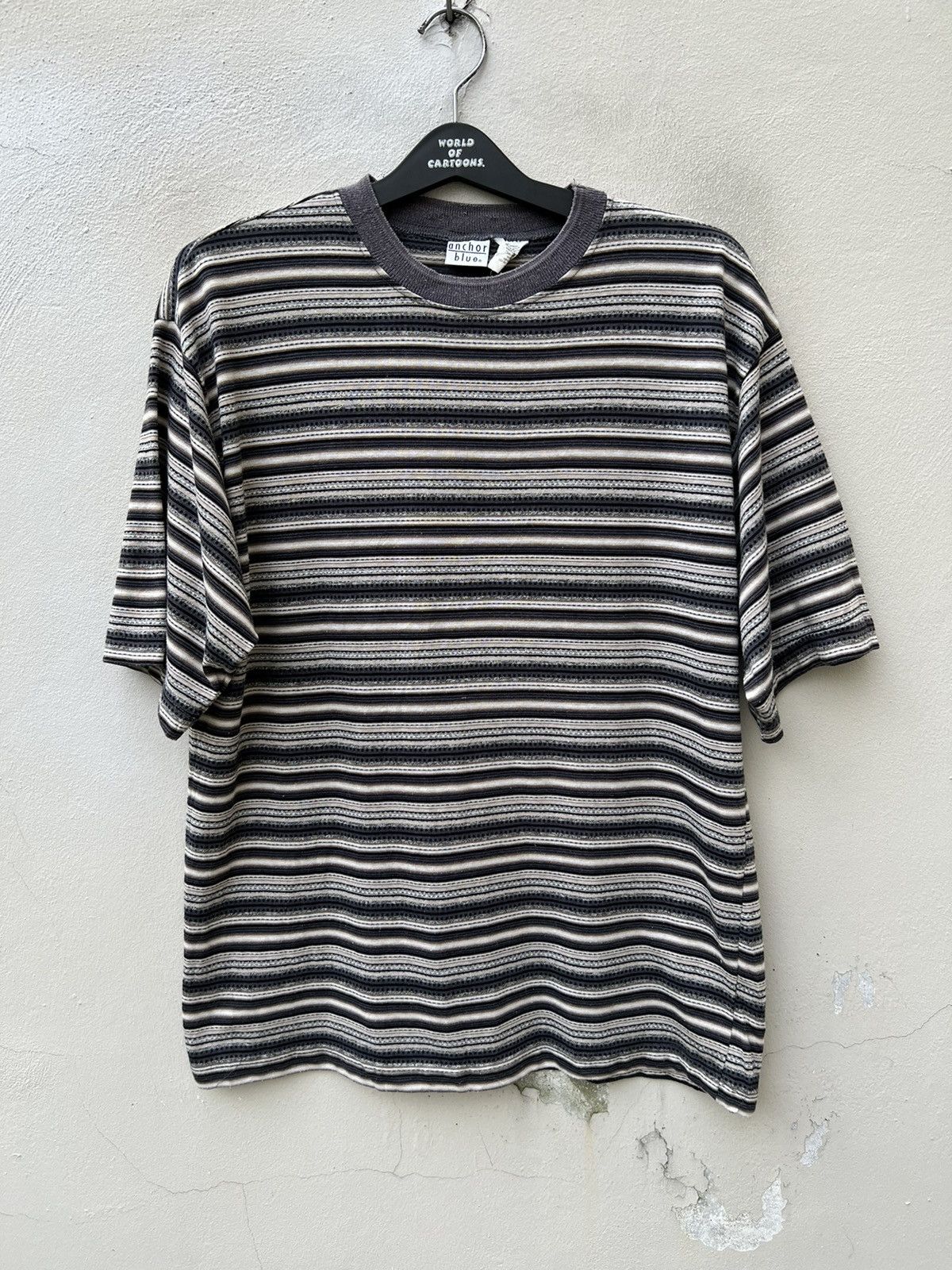 Anchor Blue × Vintage Vintage 90s Anchor Blue Striped Tee Grunge Skate Surfing Size US L / EU 52-54 / 3 - 3 Thumbnail