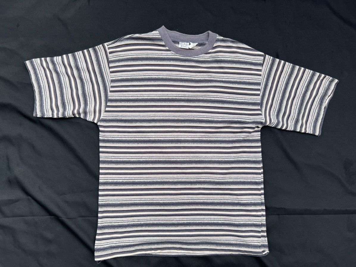 Anchor Blue × Vintage Vintage 90s Anchor Blue Striped Tee Grunge Skate Surfing Size US L / EU 52-54 / 3 - 1 Thumbnail