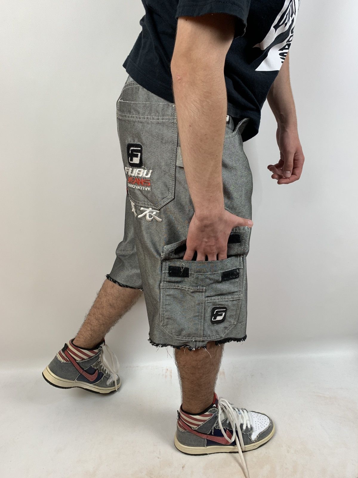 Fubu Vintage Fubu Cargo Grey Shorts Rap Style Size US 28 / EU 44 - 3 Thumbnail