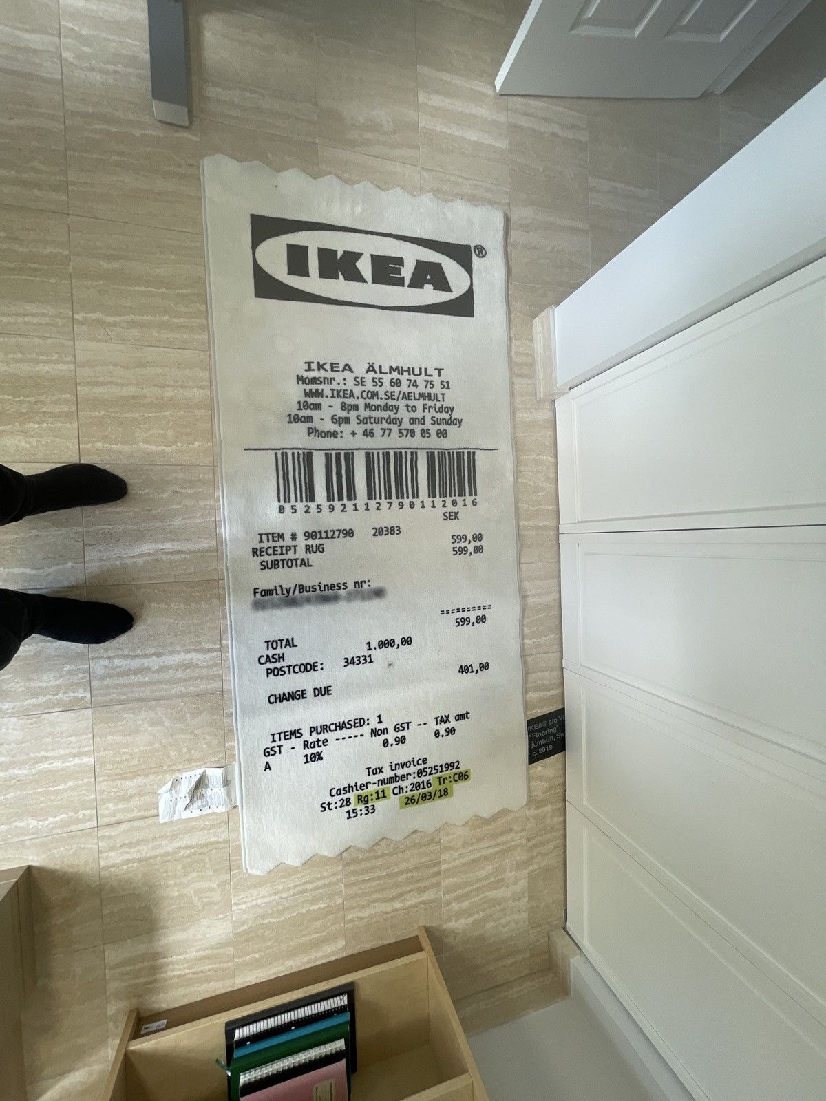 image of Ikea Markerad “Receipt” Rug in White, Men's