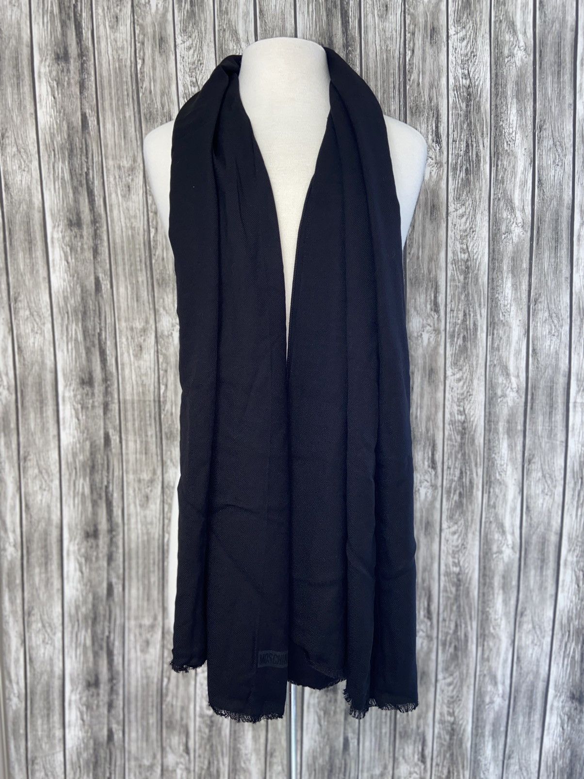 Designer × Moschino NWT MOSCHINO 100% Viscose Black Solid Scarf Size ONE SIZE - 8 Thumbnail