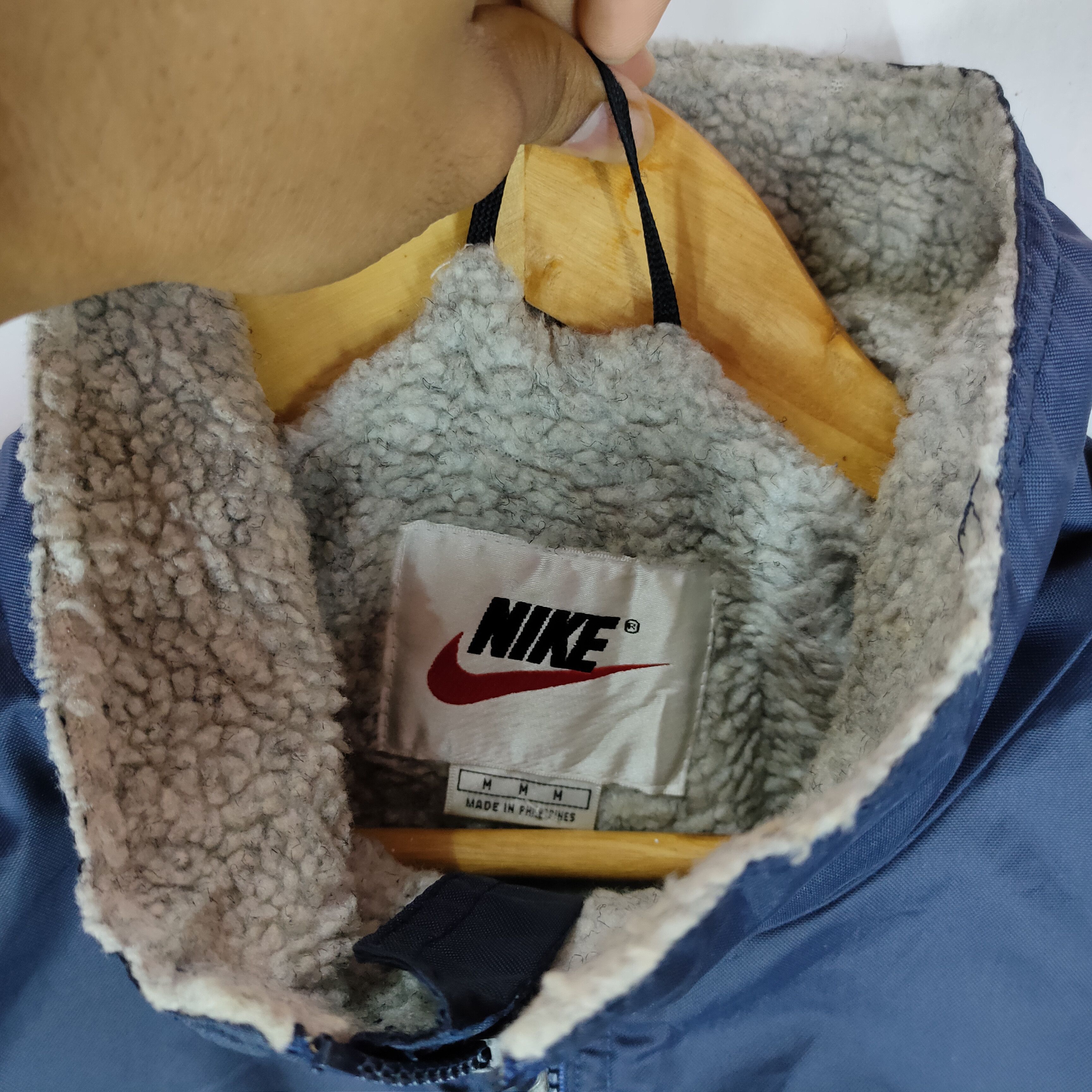 Nike × Vintage Vintage 90s NIKE Sherpa Inside Embroidery Swoosh Jacket Size US XL / EU 56 / 4 - 6 Thumbnail