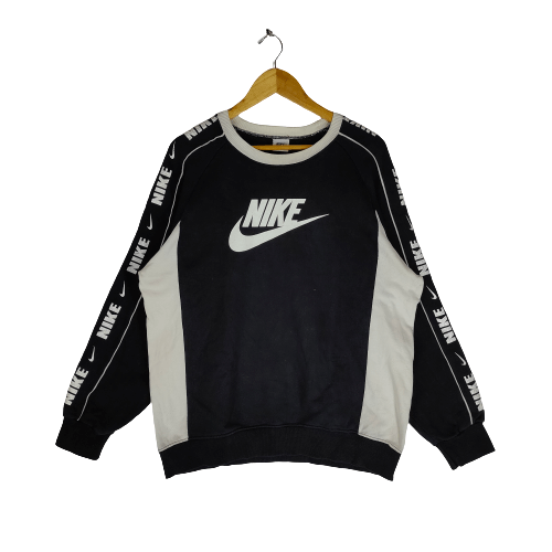 Nike NIKE VINTAGE 90s Big Swoosh Spellout Sleeve Sweatshirt Size US L / EU 52-54 / 3 - 1 Thumbnail