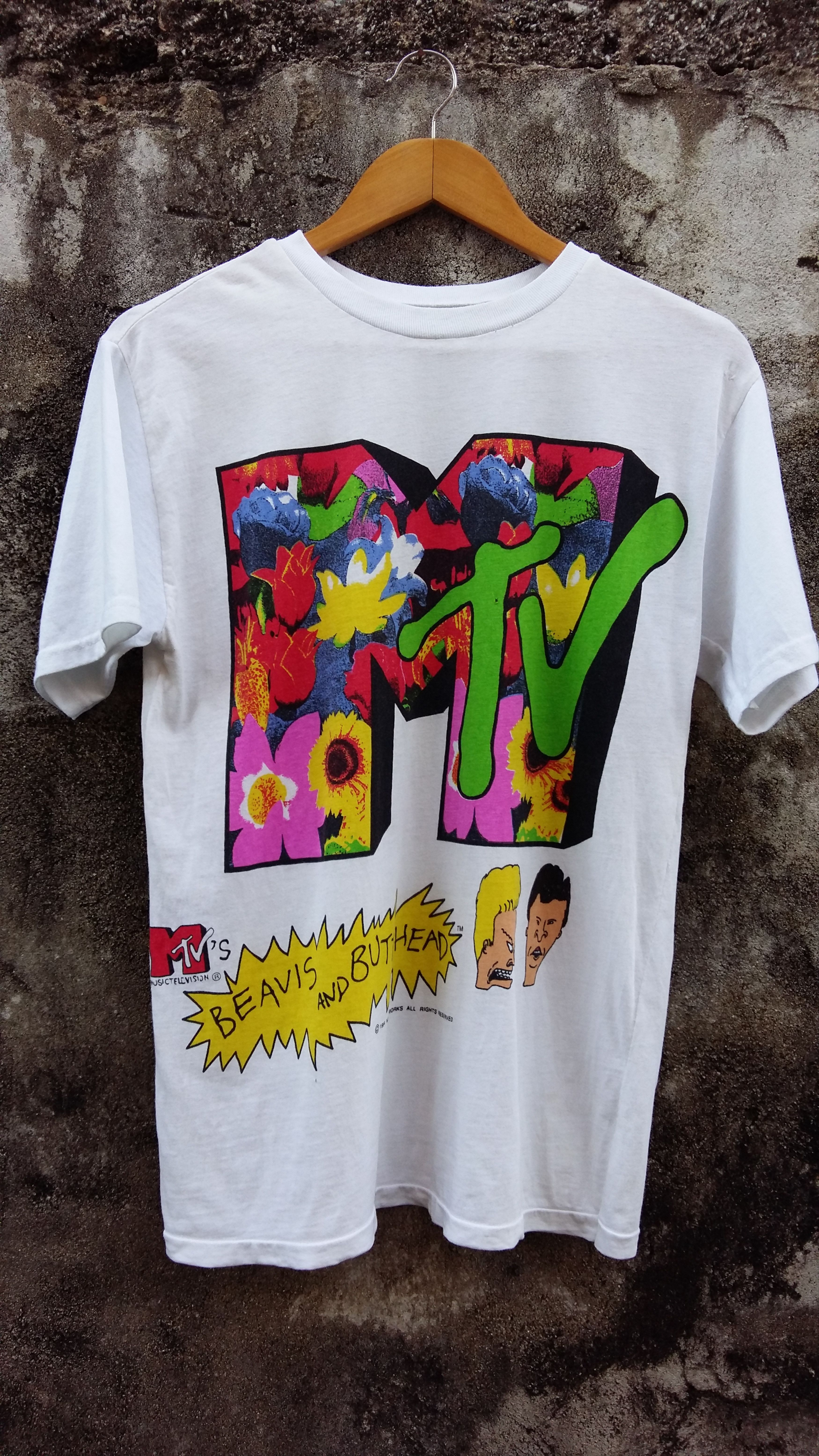 image of 90's Mtv Beavis And Butt-Head Tshirt in White, Men's (Size Medium)