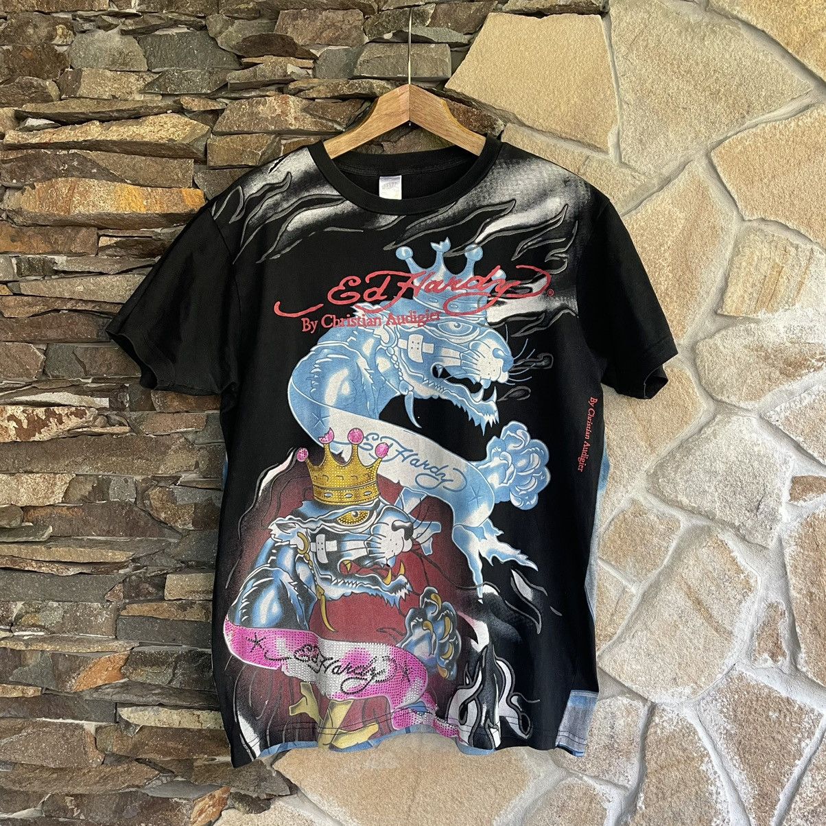 Vintage Y2K Ed Hardy Panther Overprint T-Shirt