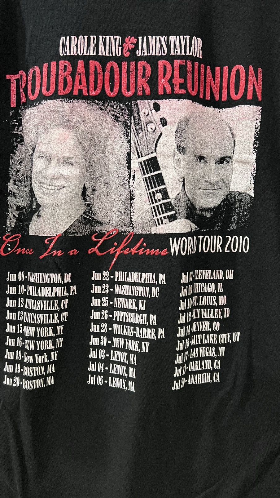 Band Tees Carole King & James Tylor Once in a Lifetime World Tour 2010 Size US XL / EU 56 / 4 - 5 Thumbnail