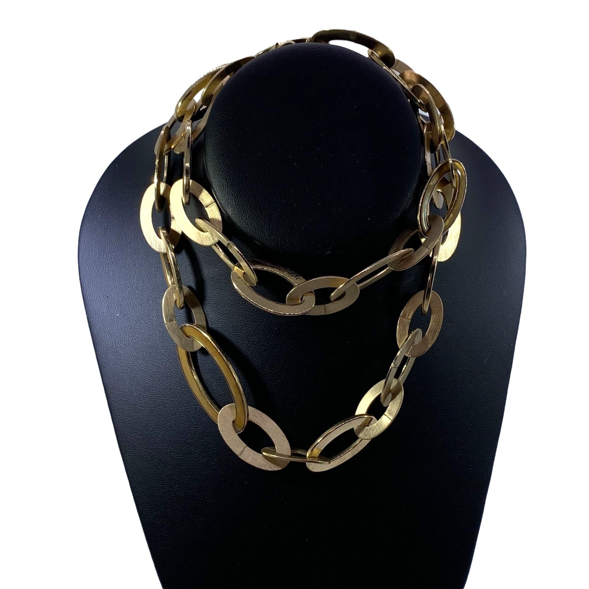 Textured Jumbo Link Necklace Pale Gold